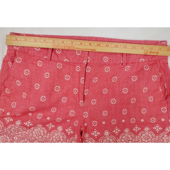 Ann Taylor Shorts Womens Size 12 Floral Chino Salmon Pink Khakis Riviera - Picture 9 of 12